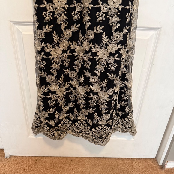 Anthropologie BHLDN Betsy Dress Black Cream Lace Maxi Gown Size 10 - Picture 7 of 15